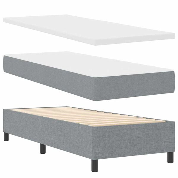 vidaXL Boxspringbett mit Matratze Hellgrau 80 x 200 cm Stoff