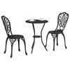 vidaXL Garten Bistro Set 3 pcs Schwarz Aluminium
