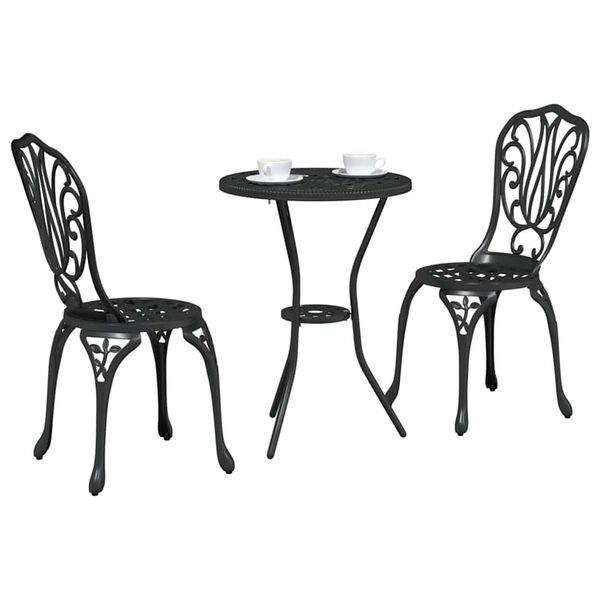 vidaXL Garten Bistro Set 3 pcs Schwarz Aluminium