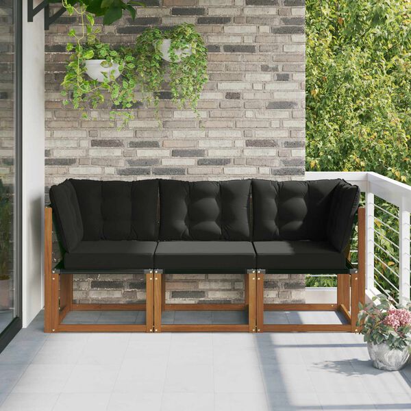 vidaXL Outdoor Mittel- und Ecksofa mit Kissen 3 St&uuml;ck Natur