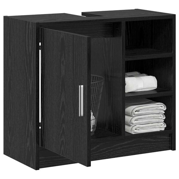 vidaXL Waschbecken-Schrank mit Speicher Schwarze Eiche 63 x 29 x 55 cm