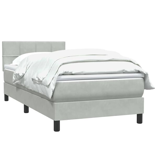 vidaXL Boxspringbett mit Matratze Hellgrau 80x210 cm Samt