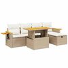 vidaXL 6-tlg. Garten-Sofagarnitur mit Kissen Beige Poly Rattan