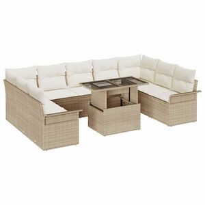 vidaXL Gartensofa-set 10 stk. Beige [Synthetisch]: Poly Rattan
