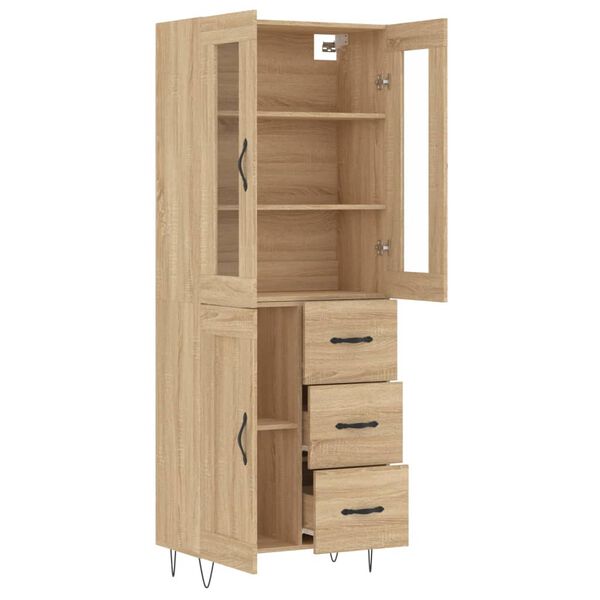 vidaXL Highboard Sonoma-Eiche 69,5x34x180 cm Holzwerkstoff