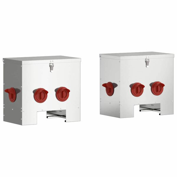 vidaXL H&uuml;hnerf&uuml;tterer 2 pcs Silber 40,5 x 25 x 38 cm Verzinkter Stahl