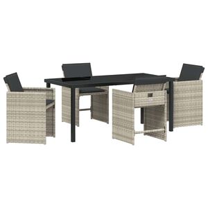 vidaXL Garten Essgruppe 5 pcs Hellgrau Poly-Rattan