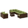vidaXL 10-tlg. Garten-Sofagarnitur mit Kissen Braun Poly Rattan
