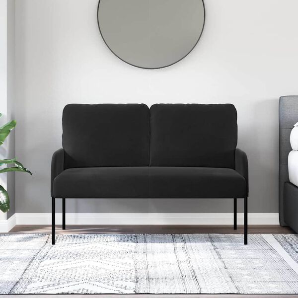 vidaXL Sofas mit Kissen 110cm Schwarz Sperrholz