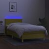 vidaXL Boxspringbett mit Matratze & LED Gr&uuml;n 90x200 cm Stoff