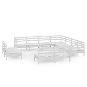 vidaXL 11-tlg. Garten-Lounge-Set Massivholz Kiefer Wei&szlig;
