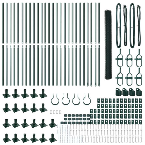 vidaXL Zaunpfosten Gr&uuml;n 50 x 1,5 m (13 mm Maschen) Stahl und PVC