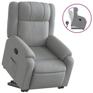 vidaXL Elektrischer Massagesessel mit Aufstehhilfe Hellgrau Stoff