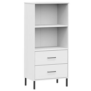 vidaXL B&uuml;cherregal OSLO mit 2 Schubladen Wei&szlig; 60x35x128,5cm Massivholz