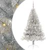 vidaXL K&uuml;nstlicher vorbeleuchteter Weihnachtsbaum Silber 180 cm PET