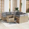 vidaXL Gartensofa-set mit Kissen mit Speicher 9 pcs Beige Poly Rattan