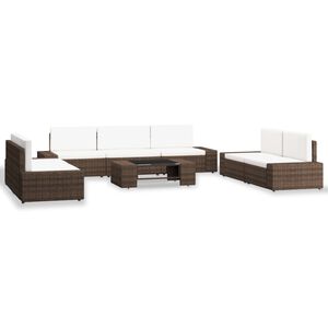 vidaXL 8-tlg. Garten-Lounge-Set Poly Rattan Braun