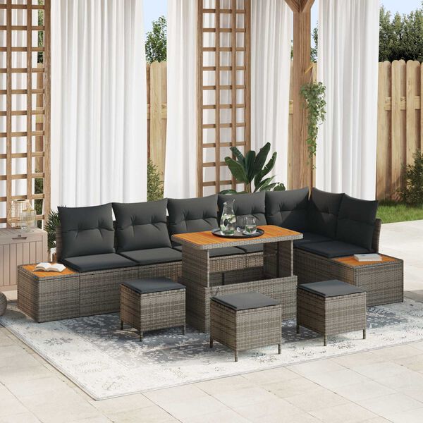vidaXL Gartensofa-set 10 pcs Grau Poly-Rattan