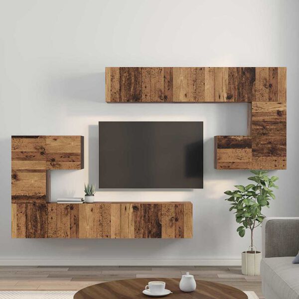 vidaXL TV-Einheiten Wandmontiert 4 pcs Altholz Holzwerkstoff