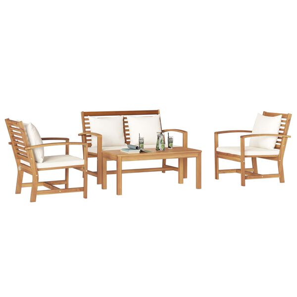 vidaXL Gartensofa-set 4 pcs Natur Massivholz Teak