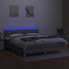 vidaXL Boxspringbett mit Matratze & LED Hellgrau 160x200 cm Stoff