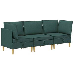 vidaXL Modular Sofa Set mit Stauraum 3 stk. Dunkelgr&uuml;n Stoff