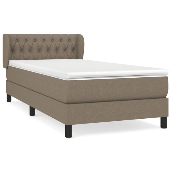 vidaXL Boxspringbett mit Matratze Taupe 90x190 cm Stoff