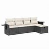 vidaXL 5-tlg. Garten-Sofagarnitur mit Kissen Schwarz Poly Rattan