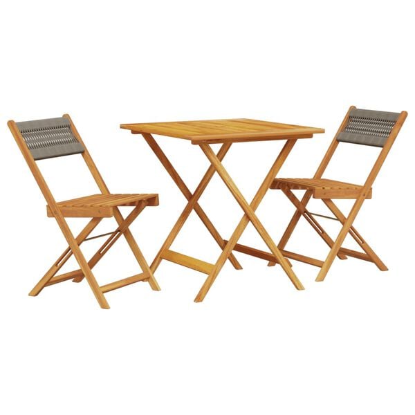 vidaXL 3-tlg. Bistro-Set Grau Polypropylen und Massivholz