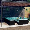 vidaXL 14-tlg. Garten-Lounge-Set mit Kissen Schwarz Poly Rattan