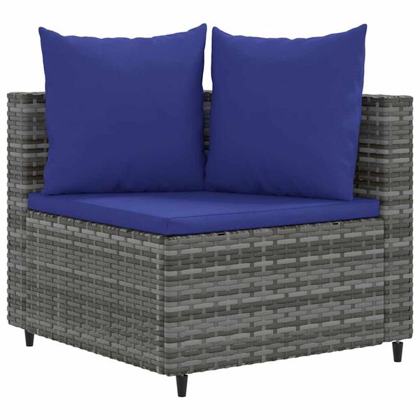 vidaXL 5-tlg. Garten-Sofagarnitur mit Kissen Grau Poly Rattan