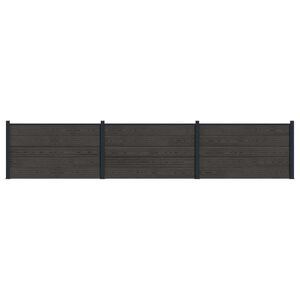 vidaXL Zaunelement 3 pcs WPC und Aluminium Schwarz