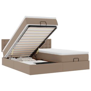 vidaXL Ottoman-Bett mit Matratzen LEDs Cappuccino 160x200cm Kunstleder