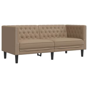 vidaXL Chesterfield-Sofa 2-Sitzer Cappuccino Kunstleder