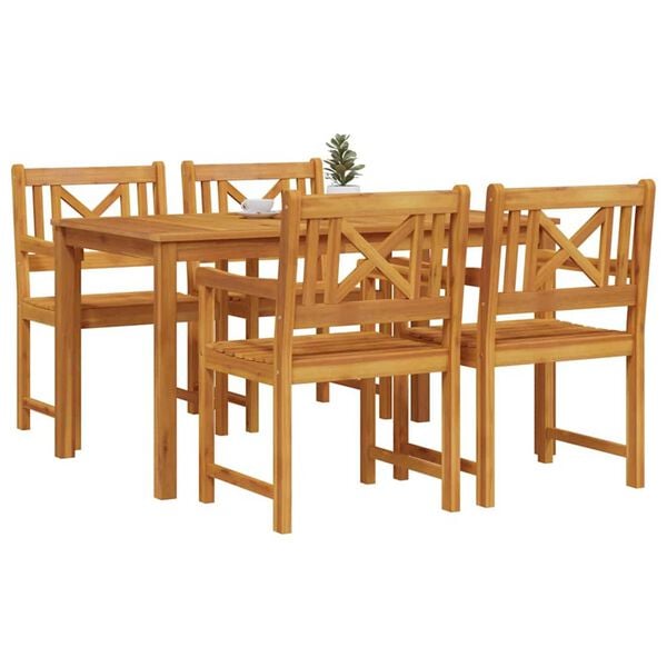 vidaXL Garten Essgruppe 5 pcs Braun Massivholz Akazie