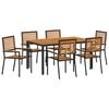 vidaXL Garten Essgruppe 7 stk. Schwarz und Braun Poly-Rattan