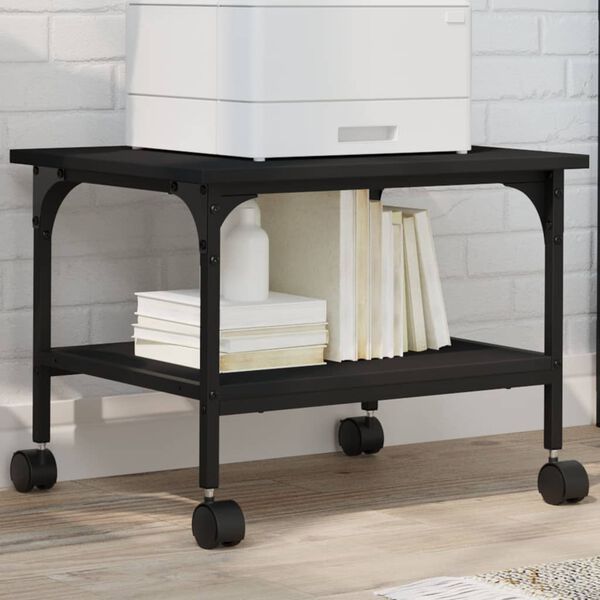 vidaXL Druckerständer 2 Ablagen Schwarz 50x40x38 cm Holzwerkstoff