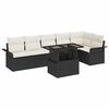 vidaXL Garten-Sofa-Set mit Kissen 7 pcs Schwarz Poly Rattan