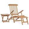vidaXL Garten-Liegestuhl mit Fu&szlig;st&uuml;tze und Tisch Massivholz Teak
