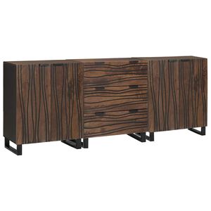 vidaXL Sideboard Set 3 stk. Walnussbraun Massivholz Mango