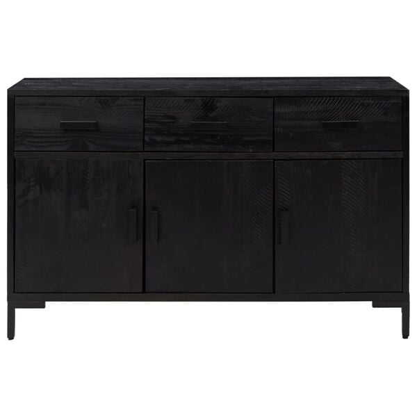 vidaXL Sideboard Schwarz 110x35x70 cm Massivholz Kiefer