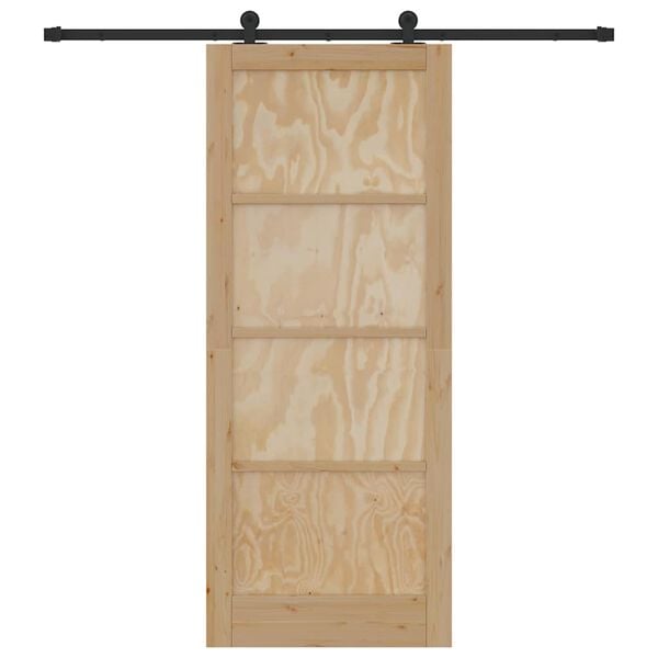 vidaXL Schiebet&uuml;r Nat&uuml;rlich und Schwarz 86 x 211 cm