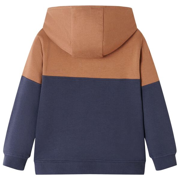 Kinder-Kapuzenpullover mit Halbem Reißverschluss Anthrazit Cognac 92