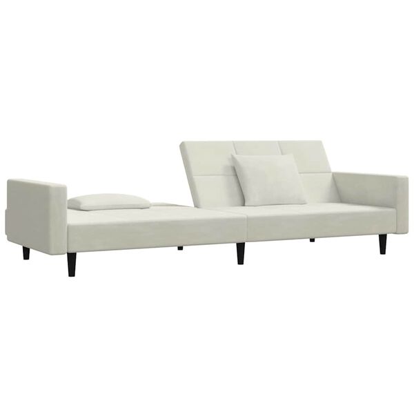 vidaXL Schlafsofa 2-Sitzer mit 2 Kissen Creme Samt