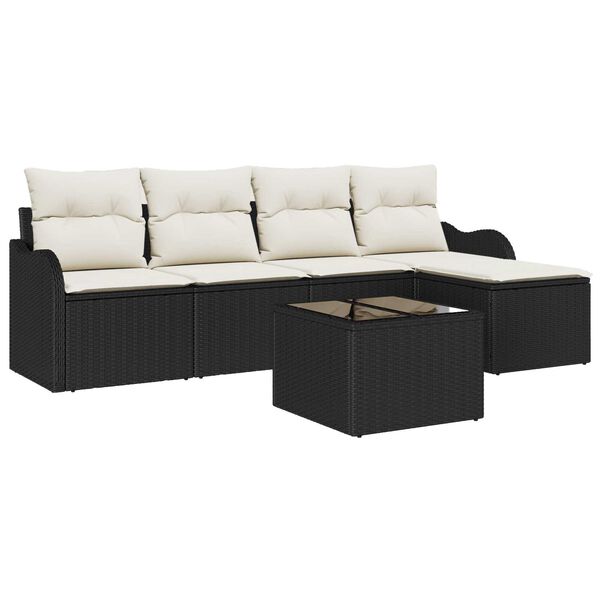 vidaXL Gartensofa-set mit Speicher 6 pcs Braun Poly-Rattan