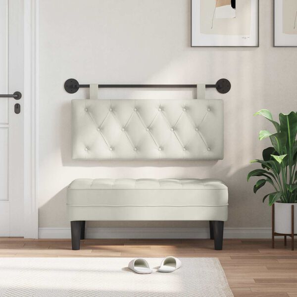 vidaXL H&auml;ngevorderseite Wandmontiert Creme 110 x 55 x 7 cm Samt