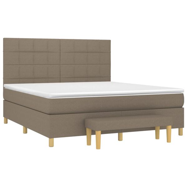 vidaXL Boxspringbett mit Matratze Taupe 180x200 cm Stoff