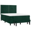 vidaXL Boxspringbett mit Matratze Dunkelgr&uuml;n 140x190 cm Samt