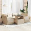 vidaXL 7-tlg. Garten-Sofagarnitur mit Kissen Beige Poly Rattan