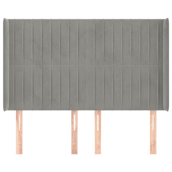 vidaXL Kopfteil mit Ohren Hellgrau 147x16x118/128 cm Samt